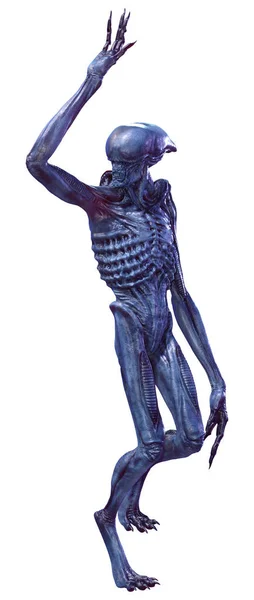 Weergave Van Een Blauwe Mannelijke Alien Geïsoleerd Witte Achtergrond — Stockfoto