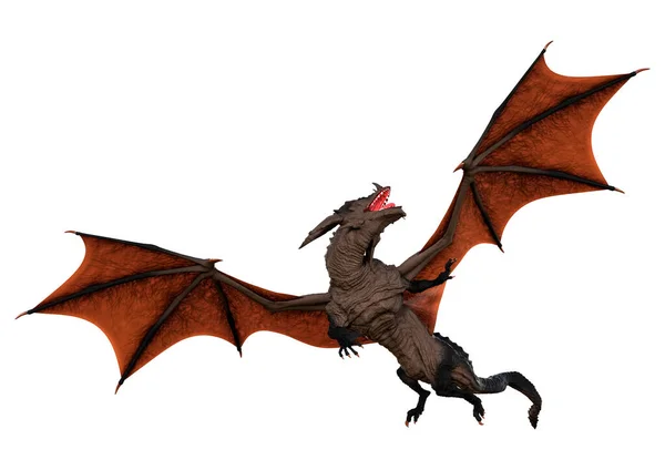 Darstellung Eines Fantasie Drachen Isoliert Auf Weißem Hintergrund — Stockfoto