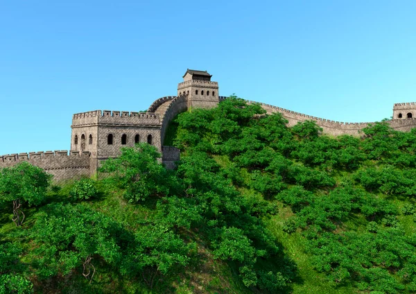 Rendering Einer Chinesischen Mauer Einer Historischen Festung — Stockfoto