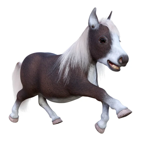 Rendering Pony Small Horse Equus Ferus Caballus Isolated White Background — Fotografia de Stock