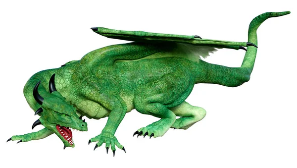 Darstellung Eines Fantasie Drachen Isoliert Auf Weißem Hintergrund — Stockfoto