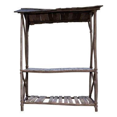 3D rendering of a medieval market stall isolated on white background