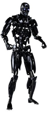 Beyaz arkaplanda izole edilmiş bir erkek robotun 3B görüntülemesi