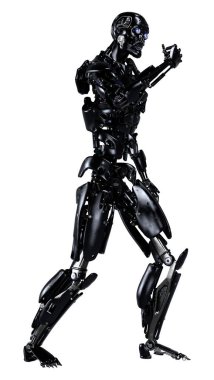 Beyaz arkaplanda izole edilmiş bir erkek robotun 3B görüntülemesi