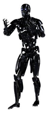 Beyaz arkaplanda izole edilmiş bir erkek robotun 3B görüntülemesi