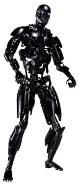 Beyaz arkaplanda izole edilmiş bir erkek robotun 3B görüntülemesi