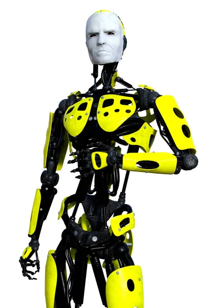 Rendering Male Robot Isolated White Background — Stock Photo, Image