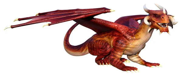 Darstellung Eines Fantasie Drachen Isoliert Auf Weißem Hintergrund — Stockfoto