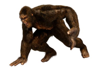 Beyaz arkaplanda izole edilmiş bir Koca Ayak veya Kocaayak 'ın 3B canlandırması