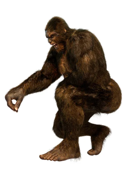 Рендеринг Sasquatch Або Bigfoot Ізольований Білому Тлі — стокове фото