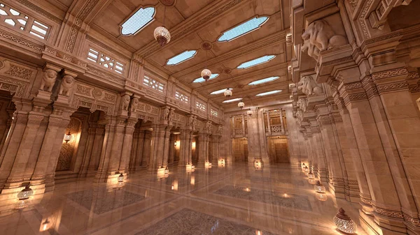 3D rendering of a percian palace interior