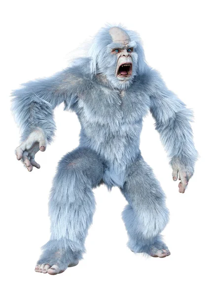 Weergave Van Een Fantasie Schepsel Yeti Geïsoleerd Witte Achtergrond — Stockfoto