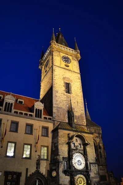 The Old Town Square at night in the center of Prague City — Stock Photo, Image