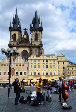 Jazz band playing on the Old Town Square in Prague clipart
