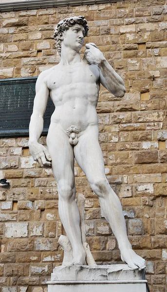 Replica van het standbeeld van david van michelangelo di lodovico buonarroti simoni, florence, Italië — Stockfoto