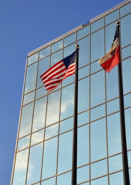Teksas ve Amerikan bayrakları