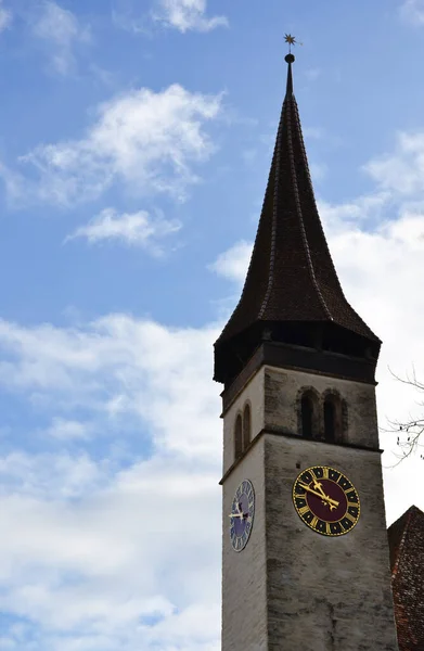 Torre Relógio Igreja Castelo Interlaken Suíça — Fotografia de Stock