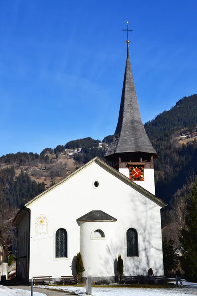 Igreja Lauterbrunnen Aldeia Suíça — Fotografia de Stock