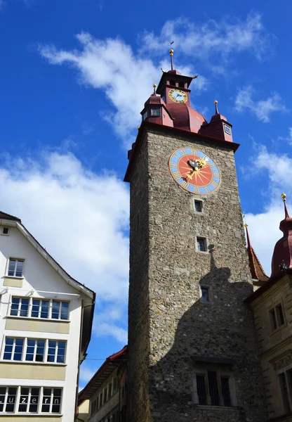 Town Hall Clock Tower Lucerne Switzerland — Stock Photo, Image