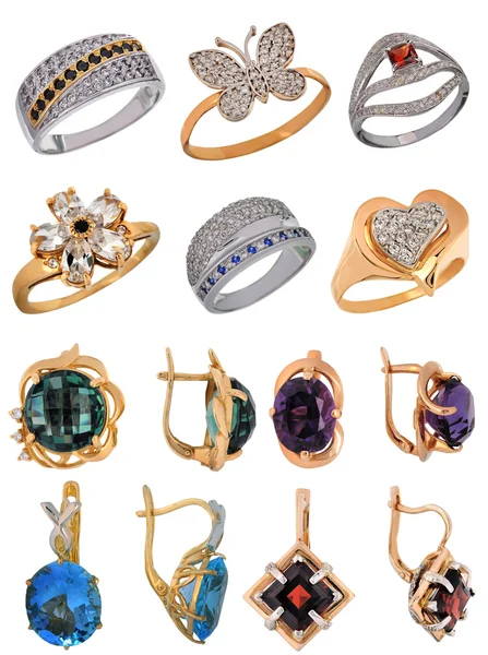 Jewelry earrings and rings — Stock Photo, Image