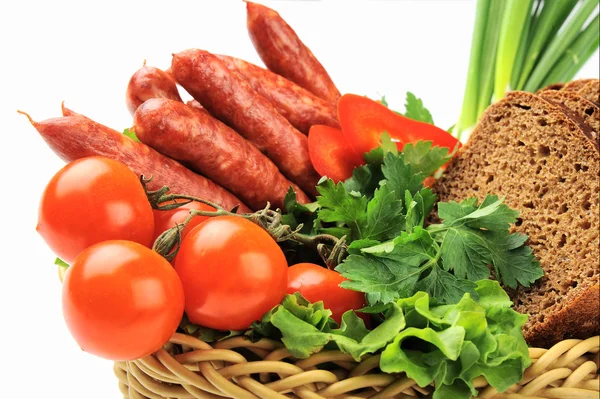 Sausages and vegetables — Stock Photo, Image