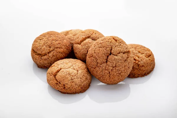 Galletas Avena Aisladas Sobre Fondo Blanco Alimento Saludable — Foto de Stock