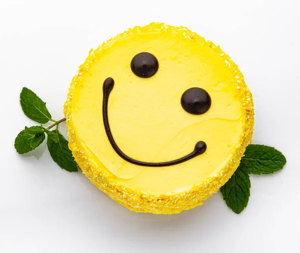 Bento Kuchen Mit Smiley Gesichtsmuster Zitronenkuchen Schokoriegel — Stockfoto