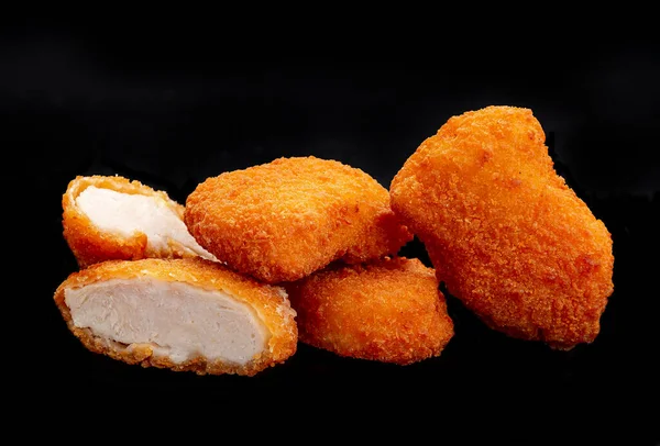 Pile Chicken Nuggets Isolated Black Color Background Photo Menu — Φωτογραφία Αρχείου