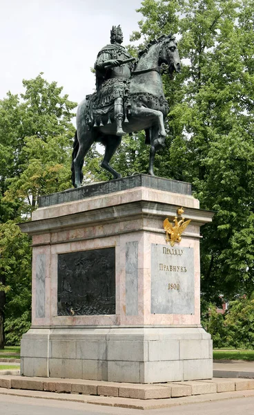 Památník Petra Velikého Před Hradem Svatého Michala Petrohrad Rusko — Stock fotografie