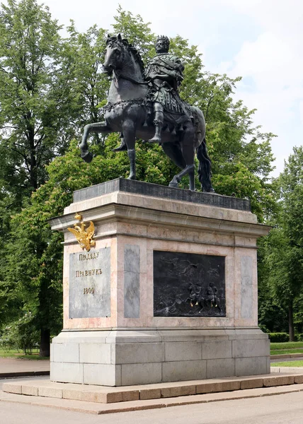 Monumento Pedro Magno Frente Castelo São Miguel São Petersburgo Rússia — Fotografia de Stock