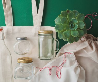 Plastiksiz alışveriş için sıfır atık. Yüksek kalite fotoğraf