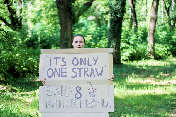 poster with slogan to save the planet with out using plastic straw