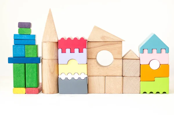 wooden eco friendly toy made from different shapes and form for kids development.