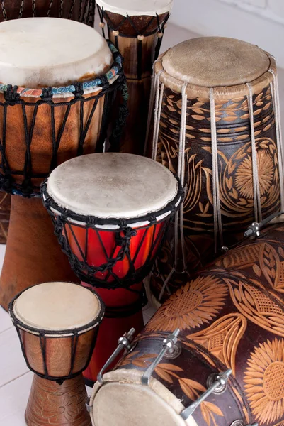 Variation Ethnic Drums Different Sizes Small Huge Royalty Free Stock Images