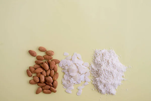 Almonds Flakes Flour Made Top View High Quality Photo — Stock Photo, Image