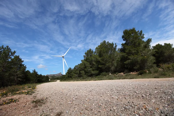 Větrné turbíny farmy ve Španělsku — Stock fotografie