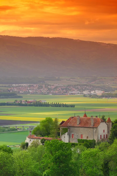 Germany lanscape castle and fields — Stock Photo, Image