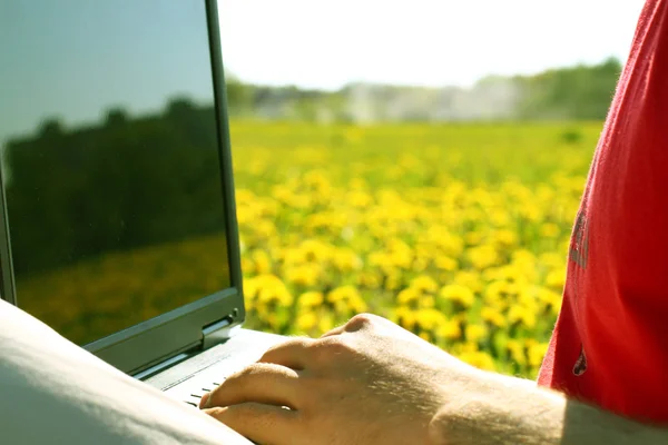 Laptop aard werk — Stockfoto