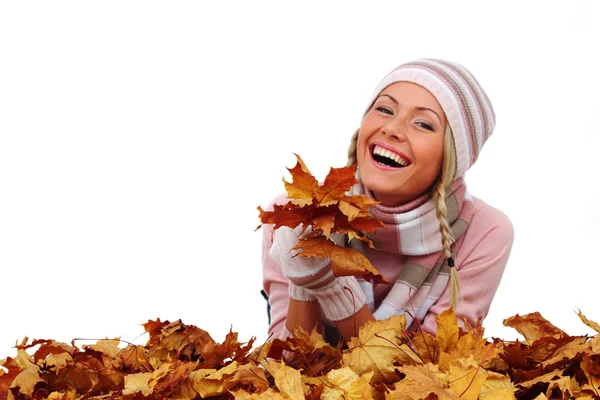 Autumn woman in studio Royalty Free Stock Photos