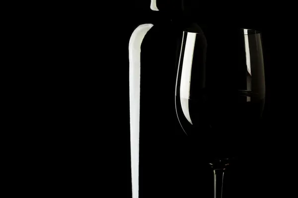 Red Wine Glass silhouette Black Background — Stock Photo, Image