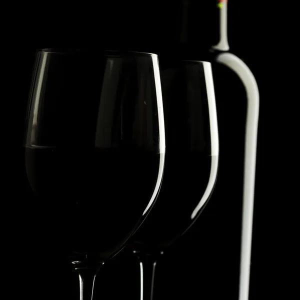 Red Wine Glass silhouette Black Background — Stock Photo, Image