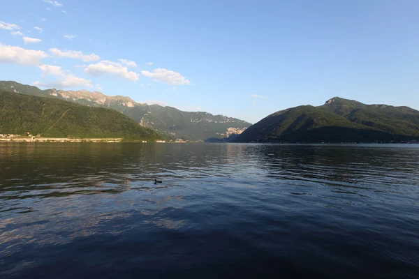 Noite lugano lago paisagem — Fotografia de Stock