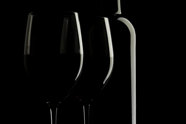 Red Wine Glass silhouette Black Background — Stock Photo, Image