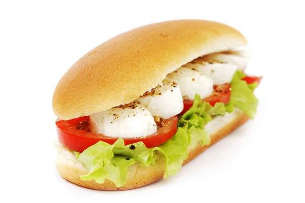 Sandwich mit Mozzarella-Tomate und Salat — Stockfoto