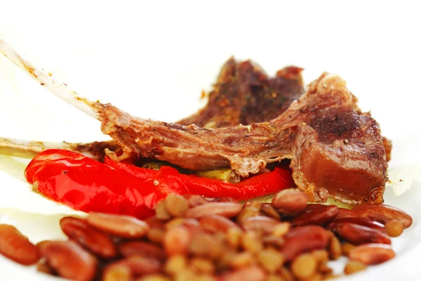 Roasted ribs and vegetables — Stock Photo, Image