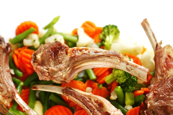 Geroosterde ribben en groenten — Stockfoto
