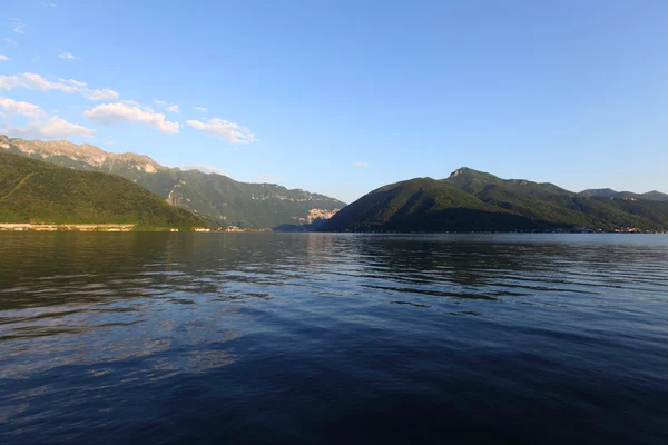 Nattlandskap lugano-sjön — Stockfoto