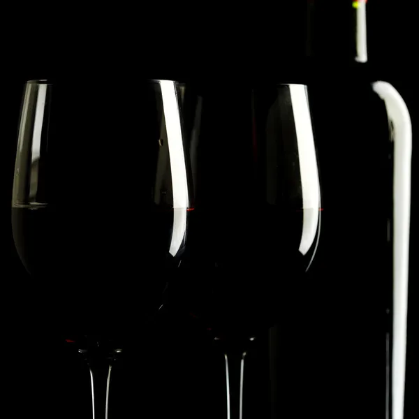 Red Wine Glass silhouette Black Background — Stock Photo, Image