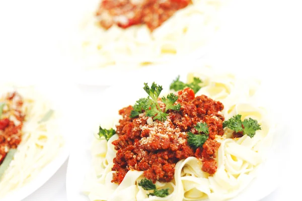 Plates with spaghetti bolognese — Stock Photo, Image