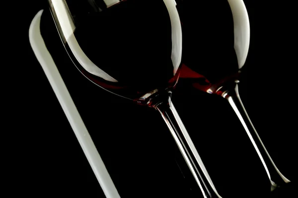 Red Wine Glass silhouette Black Background — Stock Photo, Image